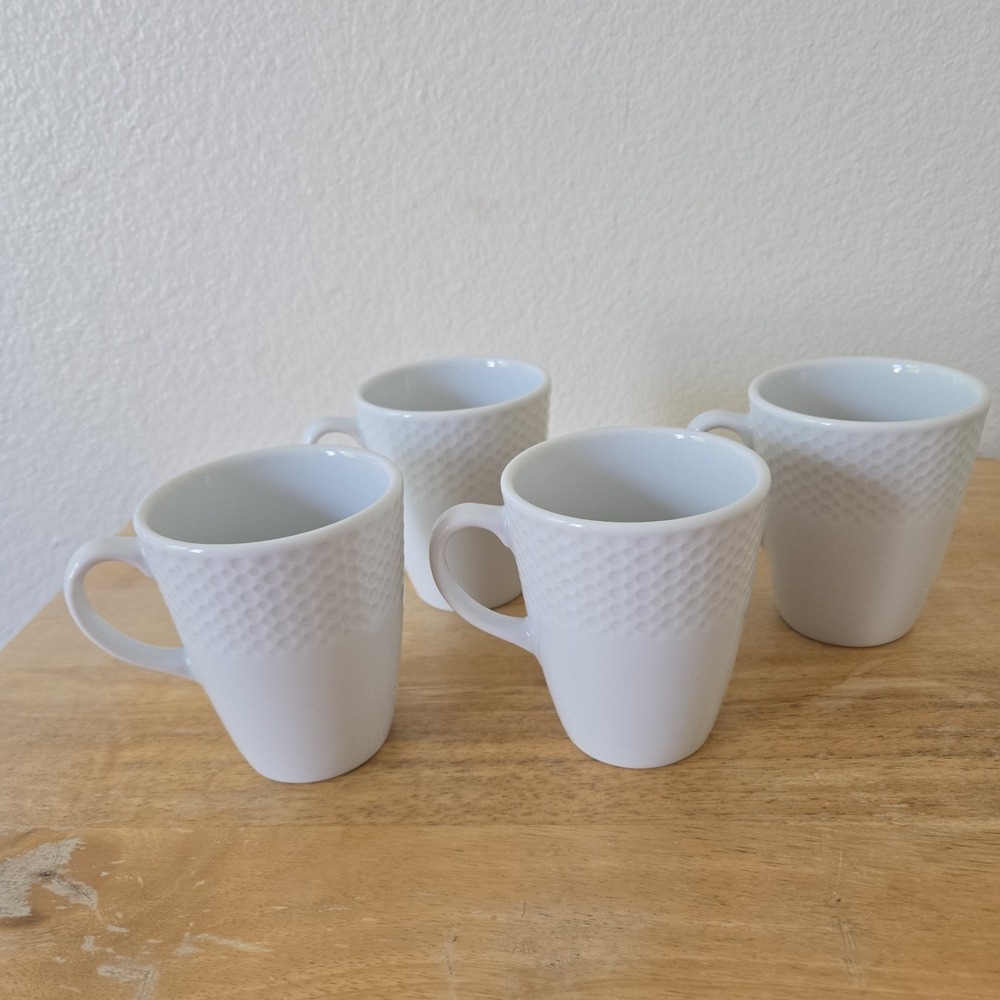 Williams Sonoma Pillivuyt Perle White Porcelain 4 Cups & 4 Saucers Small Plates - Picture 5 of 16